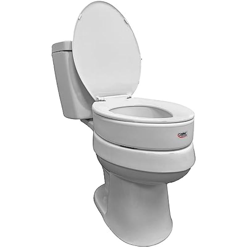 Carex Toilet Seat Riser, Elongated Raised Toilet Seat Adds 3.5 inches to Toilet Height, for Assistance Bending or Sitting, 300 Pound Weight Capacity Toilet Riser