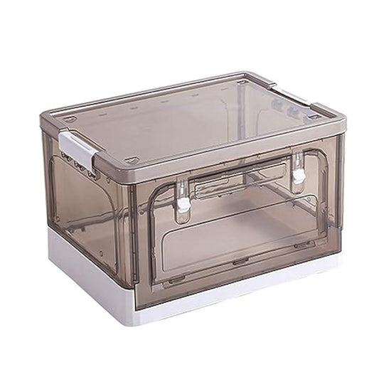 Storage Bins，Clear Plastic Folding Storage Box with Lid with Wheels Stackable Plastic Box, For Home, Dorm and Office Organization, Fabric Toys Books Snacks Bottles