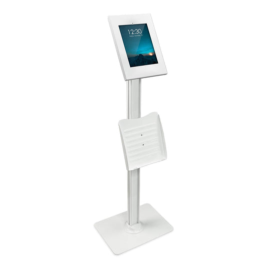 Mount-It! Secure Tablet Floor Stand for iPad, iPad Pro, iPad Air, Samsung Tab A | Anti-Theft Tablet Floor Mount Compatible with 10.2 and 10.5" Tablets | Tablet Kiosk Floor Stand (MI-3770W_G7), White