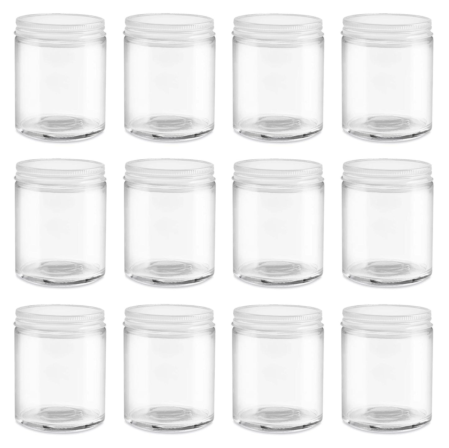 North Mountain Supply 6 Ounce Clear Glass Straight Sided Mason Canning Jars - With 63mm White Metal Lids - Case of 12