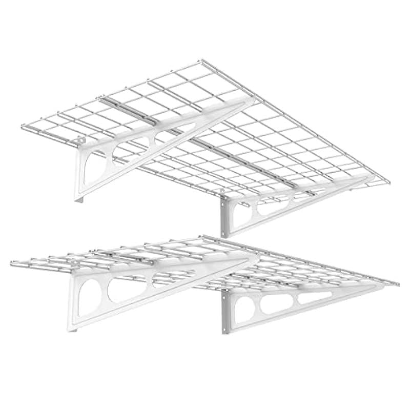 FLEXIMOUNTS,2 shelves 2-Pack 2x4ft 24-inch-by-48-inch Wall Shelf Garage Storage Rack Wall Mounted Floating Shelves, White