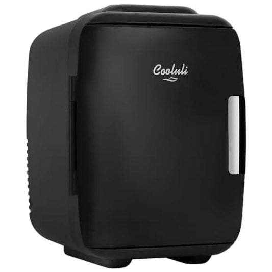 Cooluli Mini Fridge for Bedroom - Car, Office Desk & Dorm Room - Portable 4L/6 Can Electric Plug In Cooler & Warmer for Food, Drinks, Skincare Beauty & Makeup - 12v AC/DC & Exclusive USB Option, Black