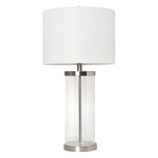 Elegant Designs LT3323-BSN Modern Coastal Style Enclosed Clear Glass Metal Table Lamp, Brushed Nickel