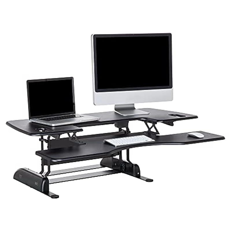 Vari - VariDesk Pro Plus 48 - Two-Tier Standing Desk Converter for Dual Monitors - Sit to Stand Desk for Office with 11 Height Settings, Spring-Assisted Lift, Dual Handles - Fully Assembled, Black