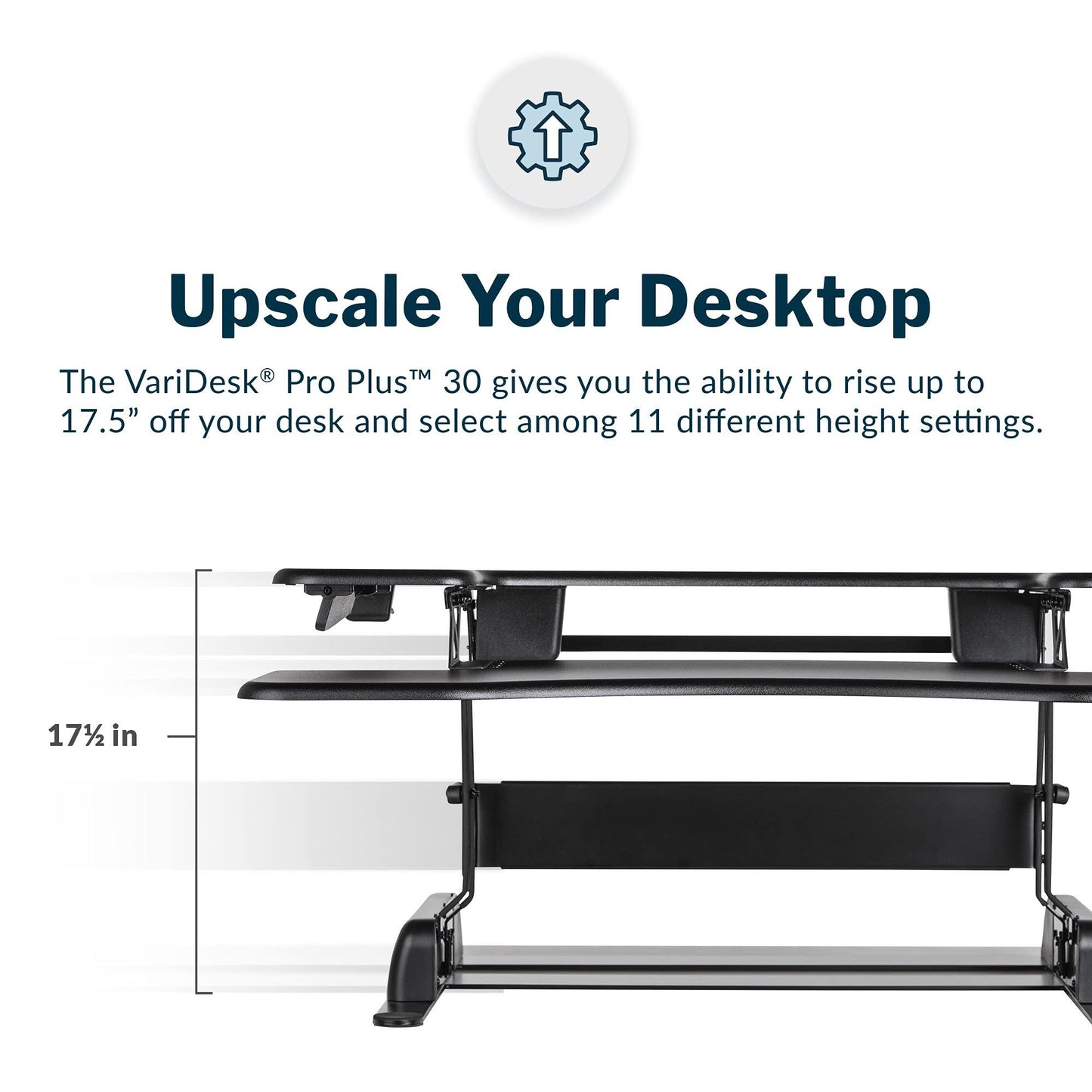 Vari Pro Plus 30”- VariDesk 30 Inch Desk Converter- Stand Up Desk Riser with Wide Keyboard Tray- Monitor or Laptop Sit Stand Desk Riser for Tabletop and Home Office- Black