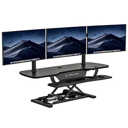 VERSADESK Electric Standing Desk Converter, 48 Inch PowerPro Height-Adjustable Sit Stand Desktop Riser, Keyboard Tray, USB Charging Port, 48" W X 24" D, Black