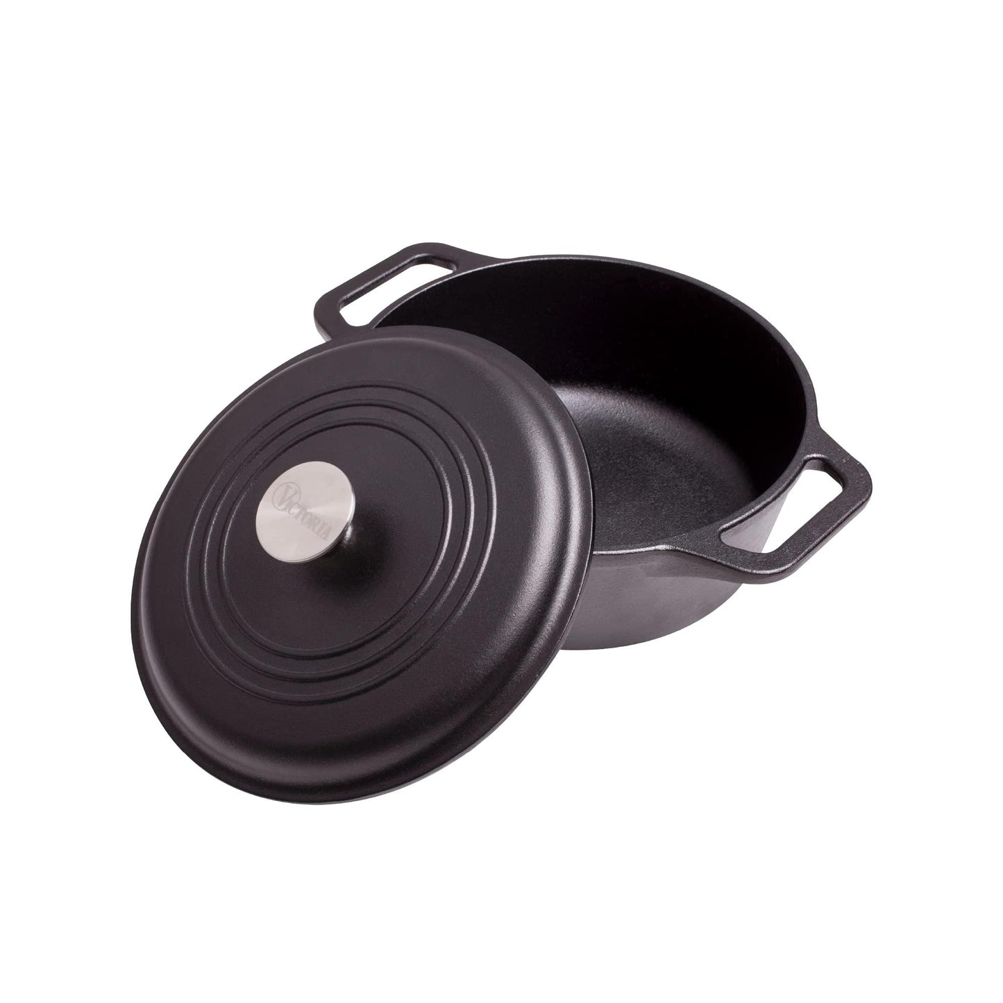 Victoria 4-Quart Cast Iron Dutch Oven with Lid and Dual Loop Handles, Seasoned with Flaxseed Oil, Made in Colombia,Black