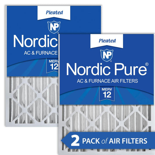 Nordic Pure 16x20x4 (15_1/2 x 19_1/2 x 3_5/8) Pleated MERV 12 Air Filters 2 Pack