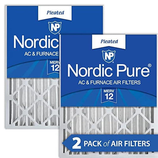 Nordic Pure 20x20x4 (19_1/2 x 19_1/2 x 3_5/8) Pleated MERV 12 Air Filters 2 Pack