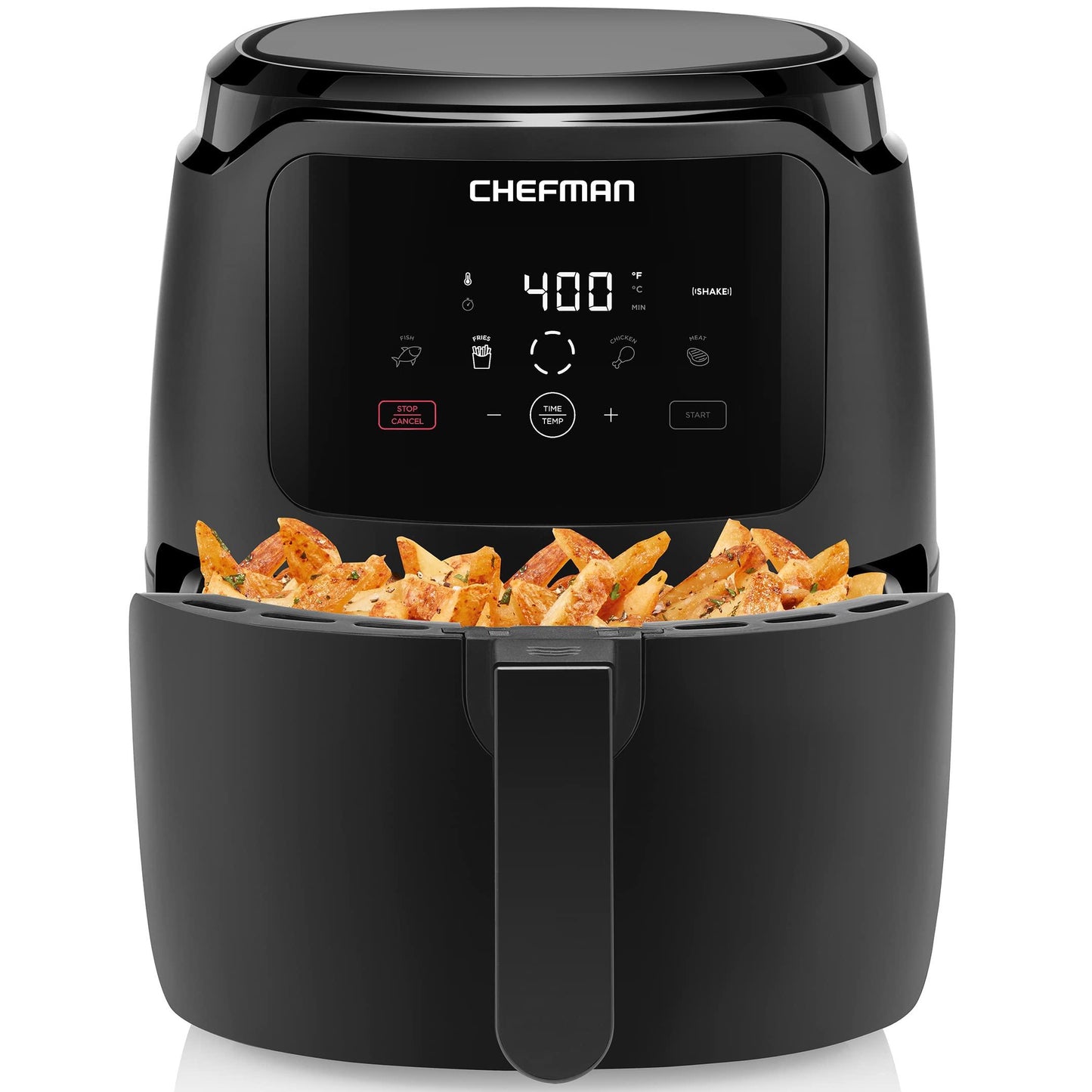 Chefman Digital Air Fryer, Large 5 Qt Family Size, One Touch Digital Control Presets, French Fries, Chicken, Meat, Fish, Nonstick Dishwasher-Safe Parts, Automatic Shutoff, Black