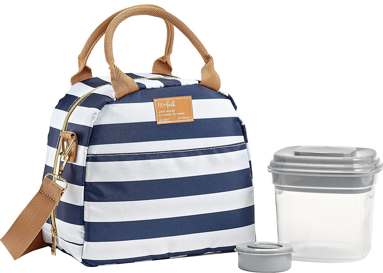 Fit & Fresh Portland Lunch Bag, Navy/White Stripes