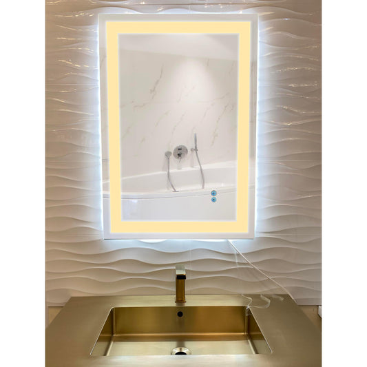 Dyconn Faucet M13AT3036T Edison Tri-Color LED Bathroom Vanity Mirror with Touch ON/Off Dimmer & Anti-Fog Function, 30" W X 36" H, Silver - M13AT3036T