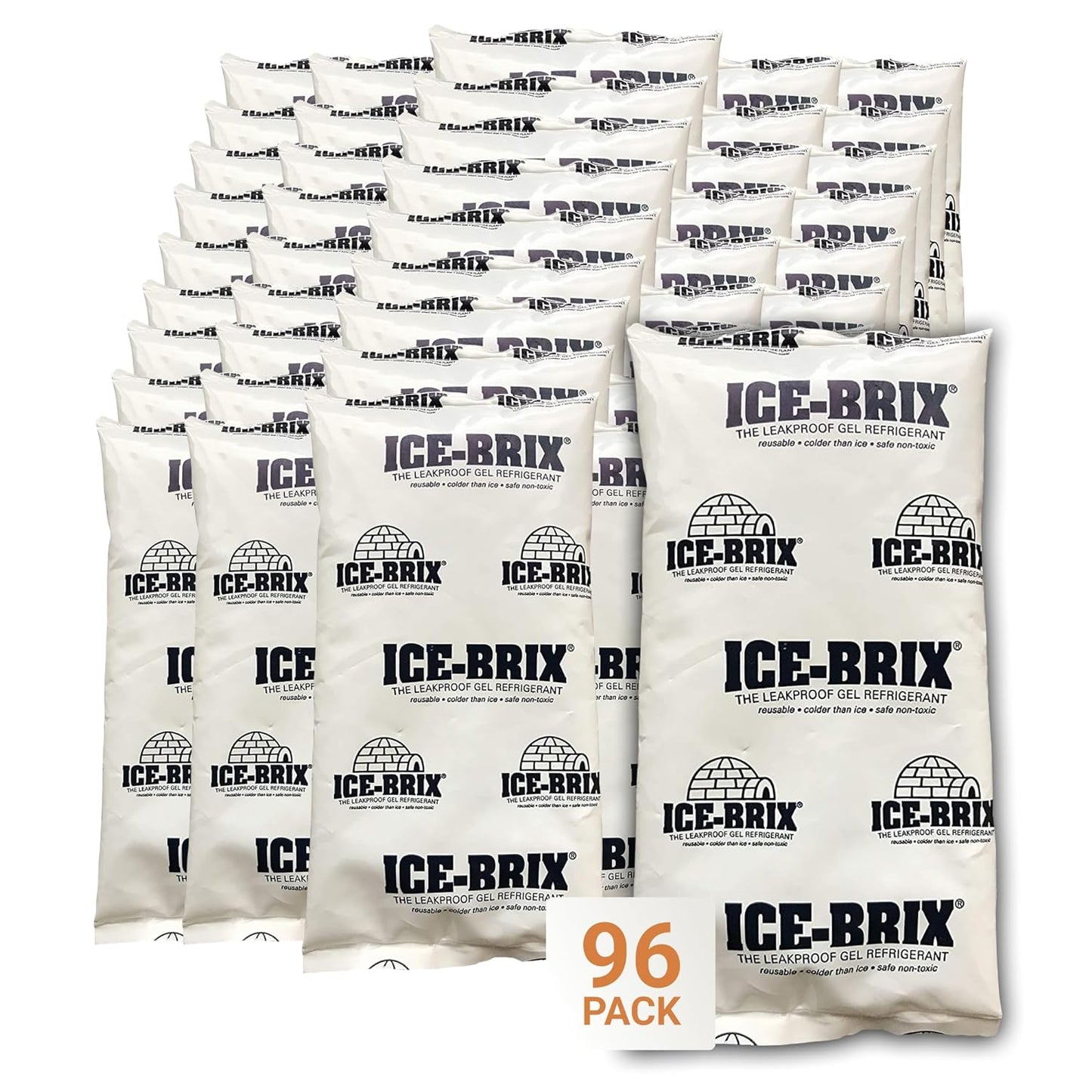 Ice-Brix Ice Packs: Food-Safe Reusable Refrigerant Gel Ice Packs for Instant Reliable Cold in Coolers, Shipping, or Lunch Box - 5” x 2 ¾”, (24Pack)