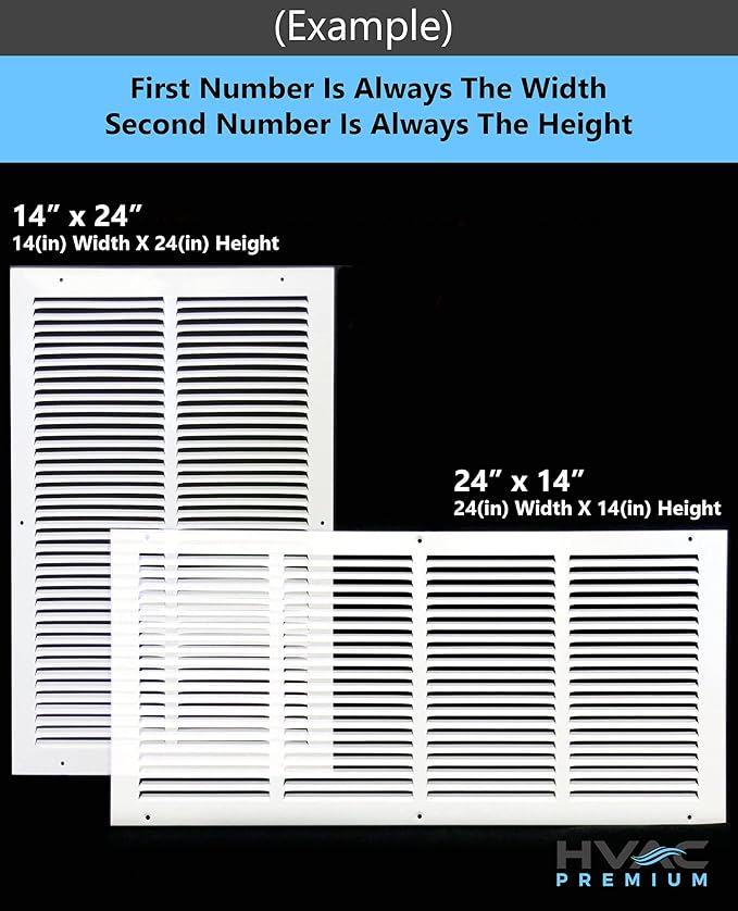 32" x 16" Return Air Grille - Sidewall and Ceiling - HVAC Vent Duct Cover Diffuser - [White] [Outer Dimensions: 33.75w X 17.75" h]-RG3216 HP