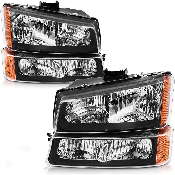 AUTOSAVER88 Headlight Assembly Compatible with 2003 2004 2005 2006 Chevy Silverado Avalanche 1500/2500/3500 Headlamp Replacement(Not Fits Body Cladding Models)