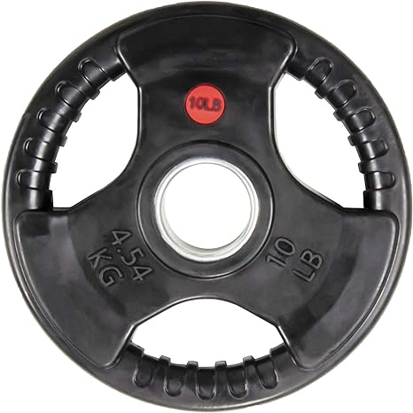 BalanceFrom Rubber Coated Cast Iron Plate Weight Plate for Strength Training and Weightlifting, Olympic or Standard