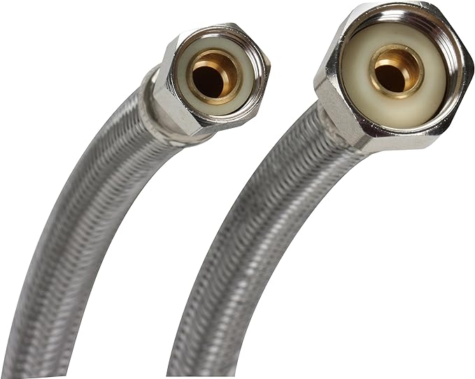 Fluidmaster B1F16 Faucet Connector, Braided Stainless Steel - 3/8 Female Compression Thread x 1/2 I.P. Female Straight Thread, 16-Inch Length