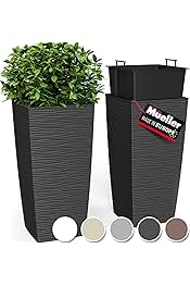 Mueller M-Resin Heavy Duty Tall Planter, Indoor/Outdoor Grande Plant, Tree, Flower Pot, 2-Piece Set,