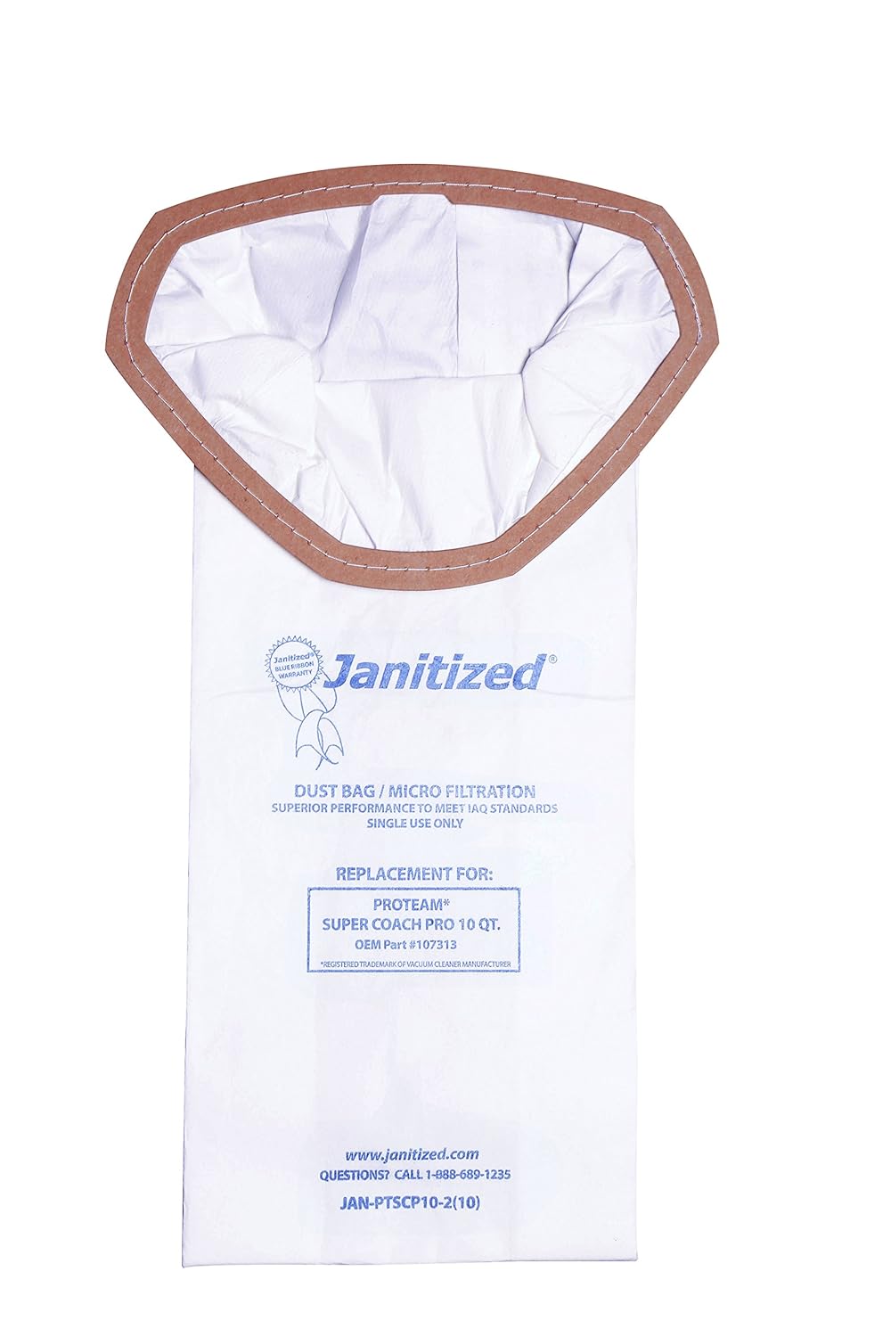 Janitized Vacuum Filter Bags Designed to fit proteam Super Coach pro 10, 100/carton