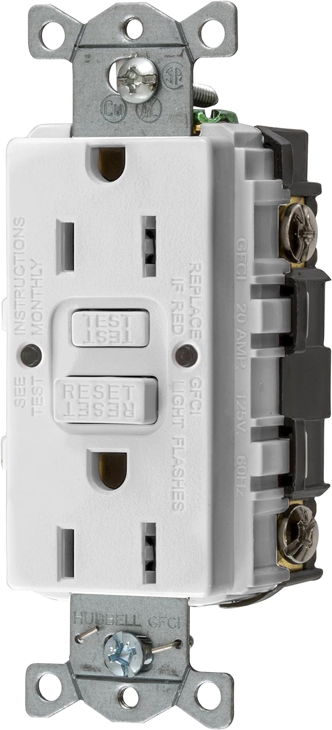 HUBBELL WIRING 15 Amp 125-Volt NEMA 5-15R Hubbell Autoguard Commercial Standard GFCI Receptacle, White