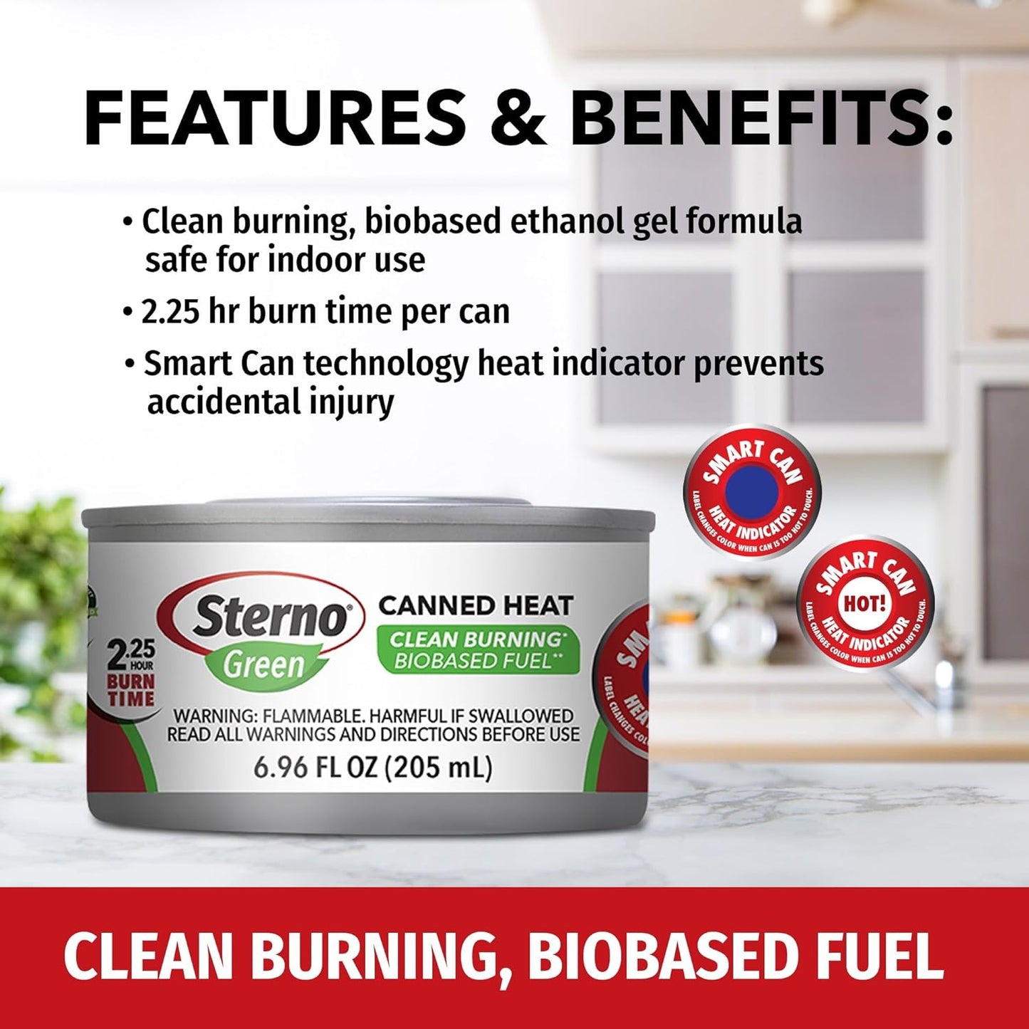 Sterno Green Canned Heat Ethanol Fuel Can - Ethanol Gel Cans with 2.25-Hour Burn Time 6 Packs of 2 (12 Total)