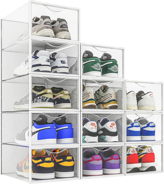 NEATLY BY ELEVER 12 Pack Shoe Storage Bins, Clear Plastic