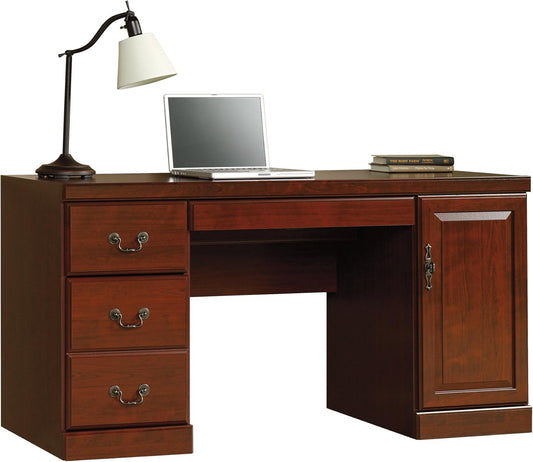 Sauder Heritage Hill Computer Credenza, L: 59.25" x W: 20.47" x H: 30.24", Classic Cherry, 404944