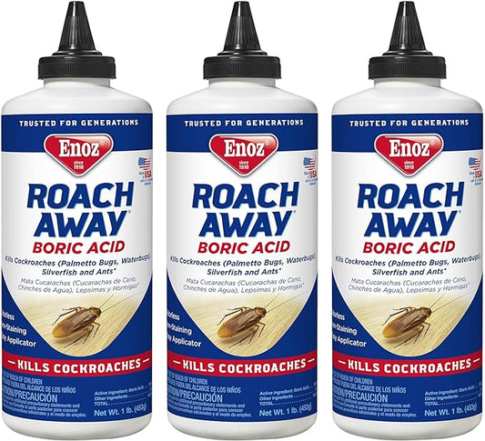 Enoz No Zone Roach Away Powder, Kills Cockroaches, Silverfish, and Ants (Pack of 3)