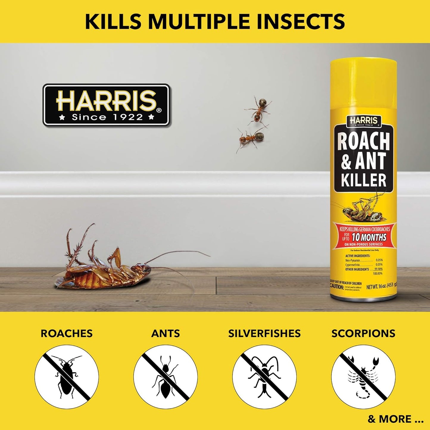 PF Harris RA-16 Roach and Ant Killer, Liquid, 16 Ounce