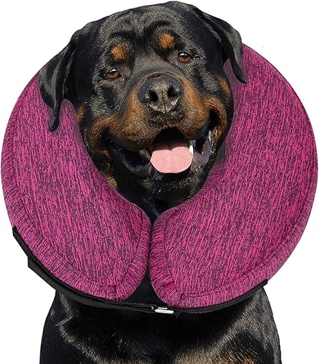 MIDOG Dog Cone Collar, Inflatable Dog Neck Donut Collar Alternative After Surgery, Soft Protective Recovery Cone for Small Medium Large Dogs and Cats Puppies - Alternative E Collar (Rose, XL)