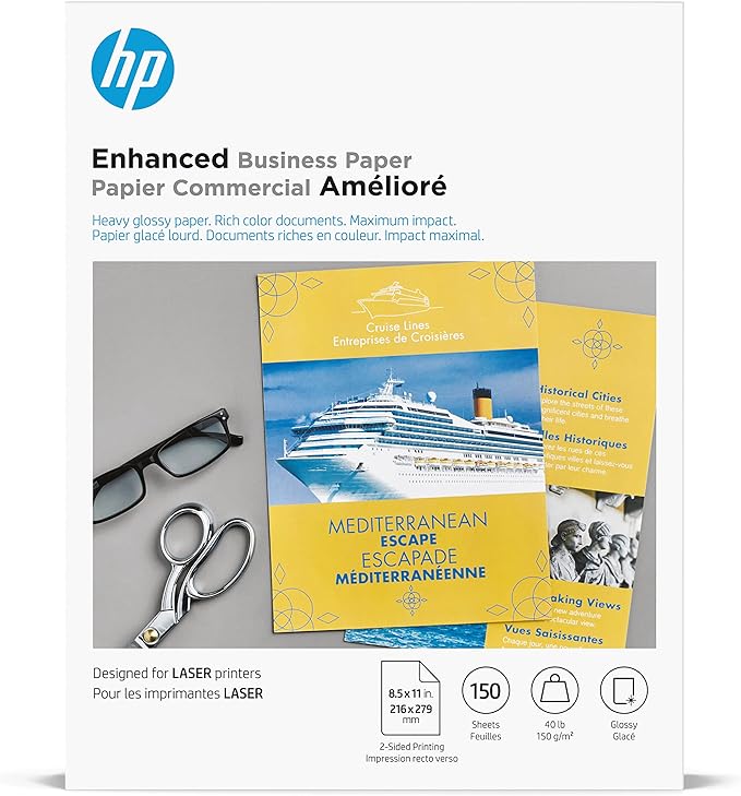 HP Enhanced Business Paper, Glossy, 8.5x11 in, 40 lb, 150 sheets