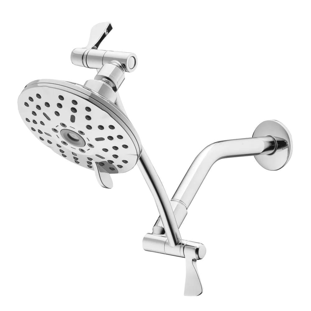 Glacier Bay 3-Spray Patterns with 1.8 GPM 5.4 in Wall Mount Fixed Shower Head with Adjustable Shower Arm in Chrome, Grey  3075-512-WS1