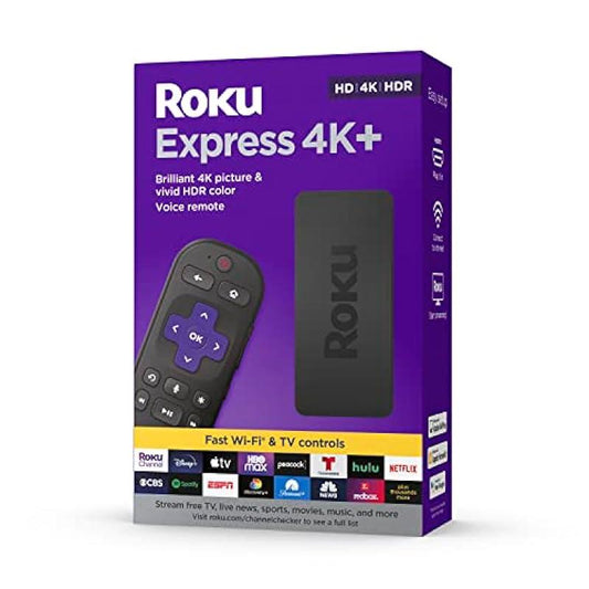 Roku Express 4K+ | Roku Streaming Device 4K/HDR, Roku Voice Remote, Free & Live TV