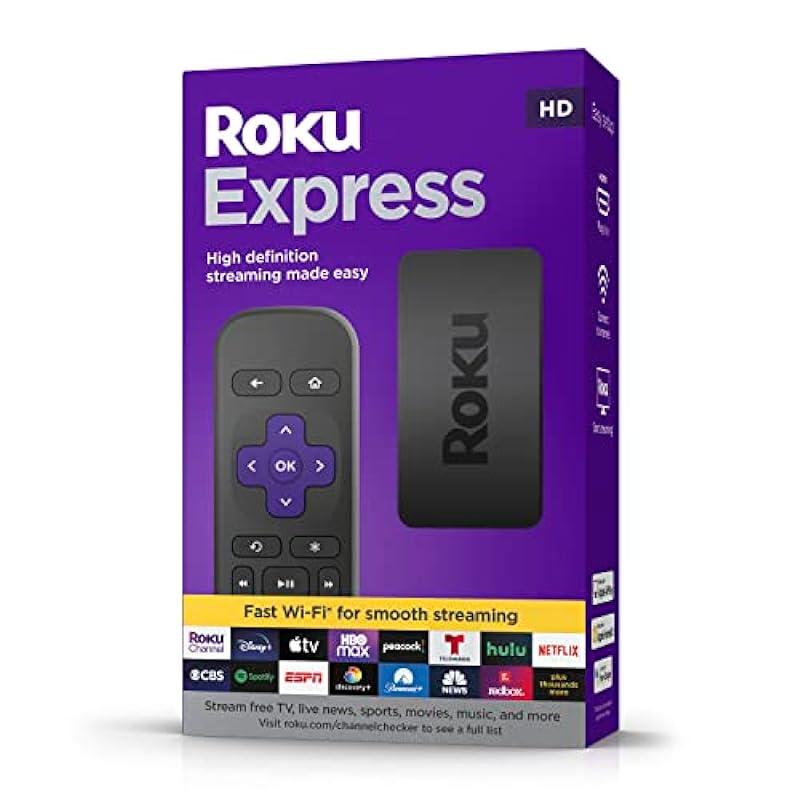 Open Box Roku Express | HD Roku Streaming Device with Simple Remote (no TV controls), Free & Live TV