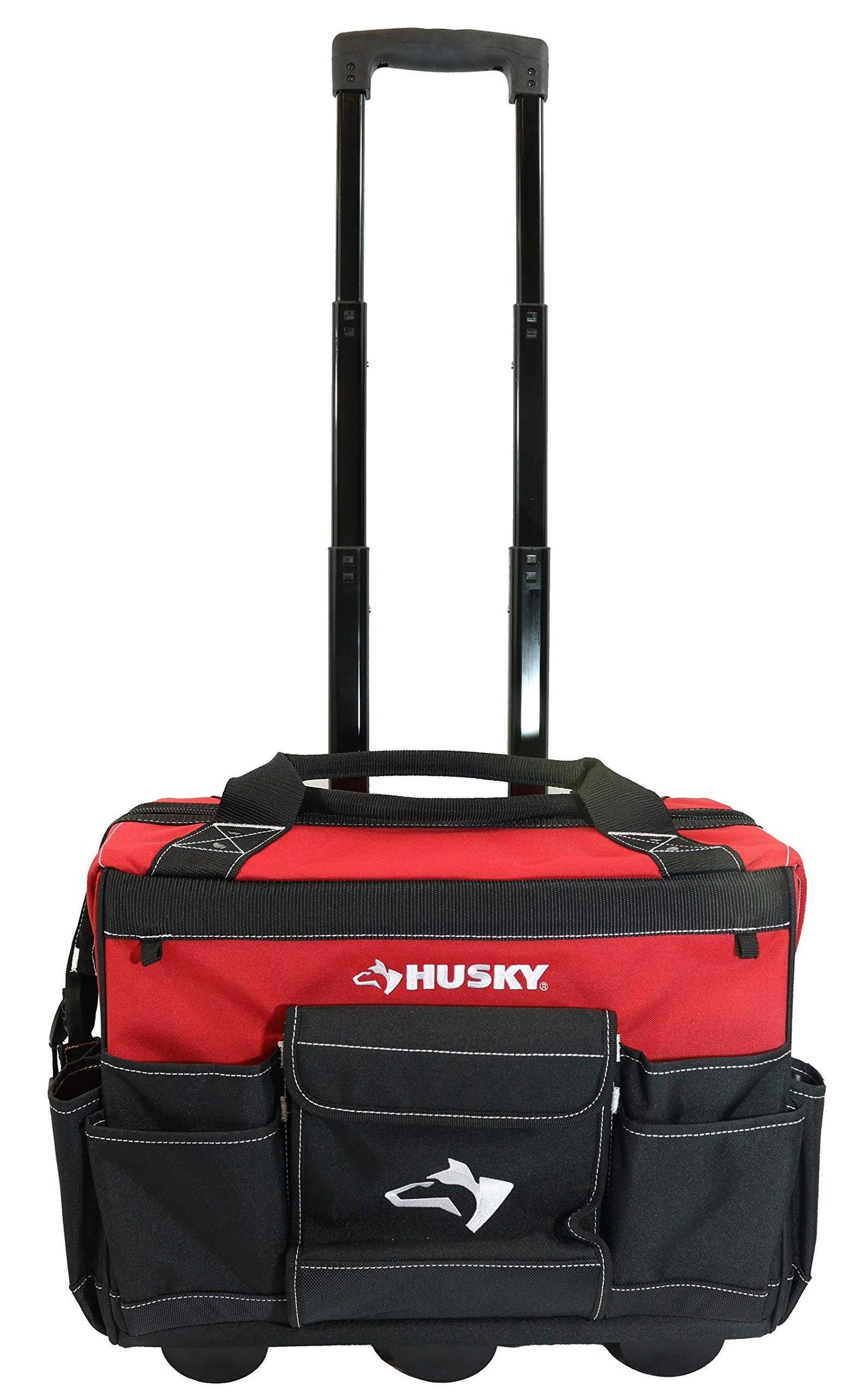 Husky GP-43196N13 18" 600-Denier Red Water Resistant Contractor's Rolling Tool Tote Bag with Telescoping Handle (USED)