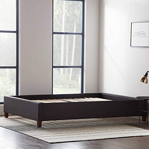 Barcode for LUCID Upholstered Bed with Slats Linen Inspired Fabric No Box Spring Required Compatible with Adjustable Bases Platform, King, Charcoal