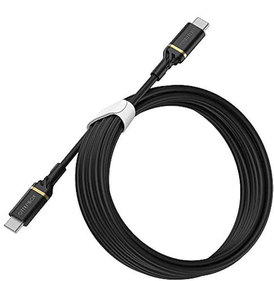 OPEN BOX! OtterBox Reinforced USB-C to USB-C Cable, Fast Charging Cable for Smartphone and Tablet, Ultra-Rugged, Bend and Flex Tested, 3M, Black