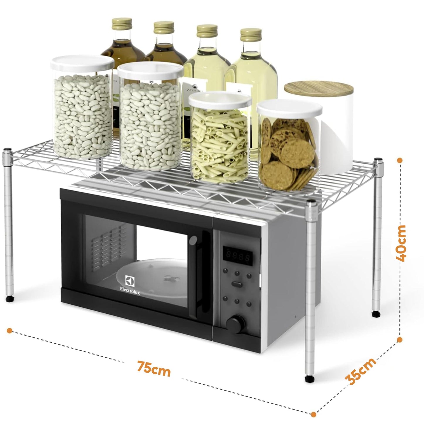 Simple Deluxe 1-Tier Shelving Unit, 29.92" W x 13.78" D x 14.96" H Steel Organizer Wire Rack, Chrome