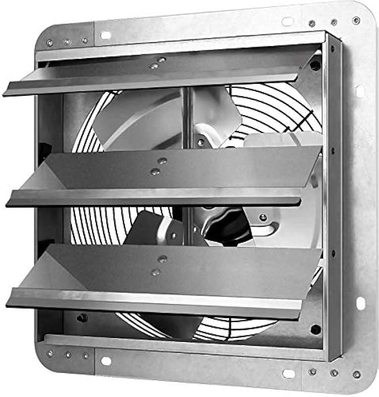 Open Box 12 Inch Shutter Exhaust Fan Aluminum High Speed, 1-Pack, Silver