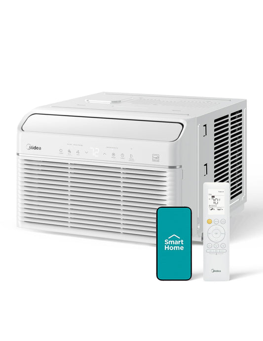 Midea 8000 BTU Window Air Conditioner with Heat, Inverter Tech Ultra-Quiet Operation, 35% Energy-Saving, APP & Voice Smart Control, Energy Star Rated, Cools up to 350 Sq. Ft., fits Summer and Fall