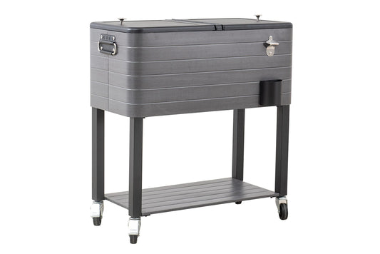 Sunjoy Cooler, Gray Wood Grain Finish, 80 Quart/20 Gallon Capacity