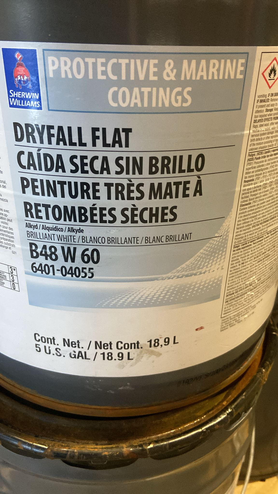 Sherwin Williams Drywall Fall Flat Marine Coating 5gal B48 W 60 6401-04055 Sealed