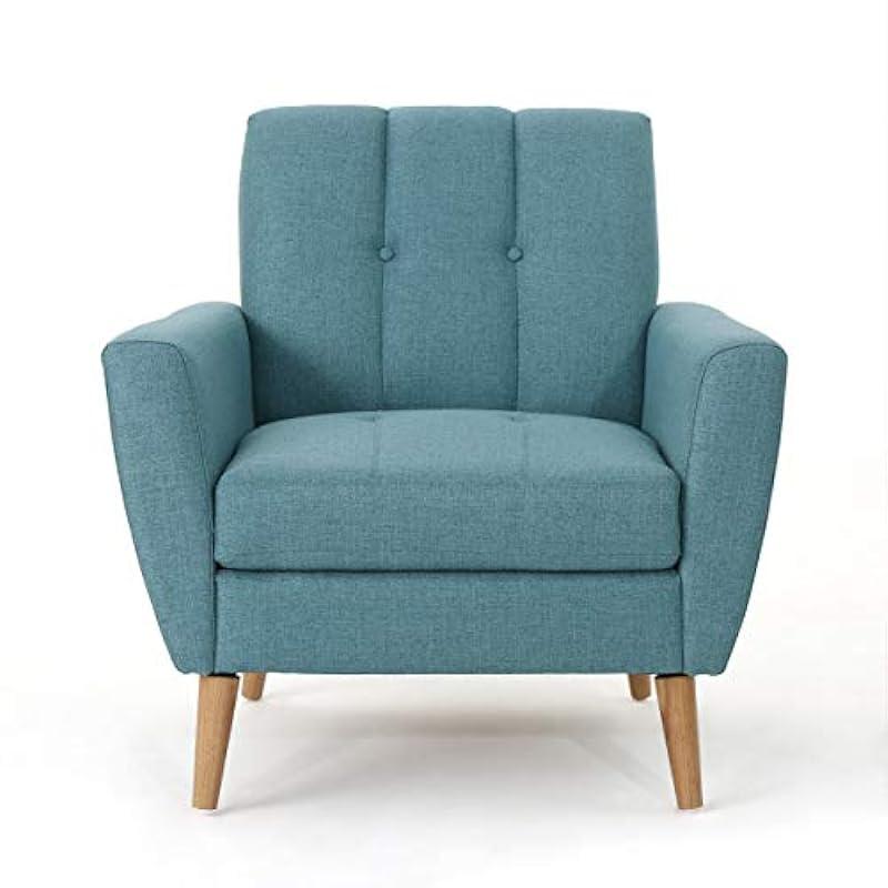 Christopher Knight Home Treston Mid-Century Modern Fabric Club Chair, Blue / Natural