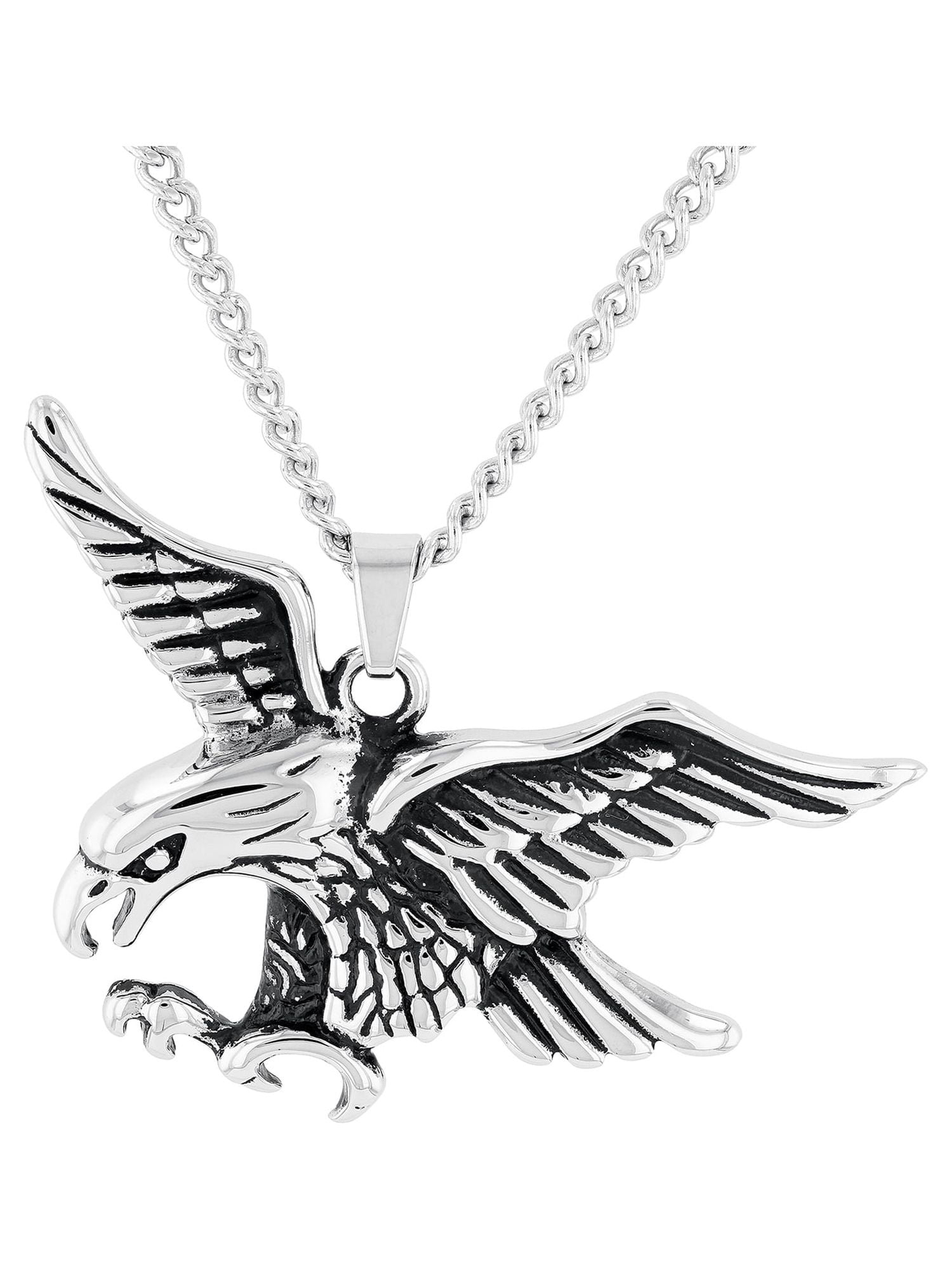 Believe by Brilliance Stainless Steel Hunting Eagle Pendant Necklace