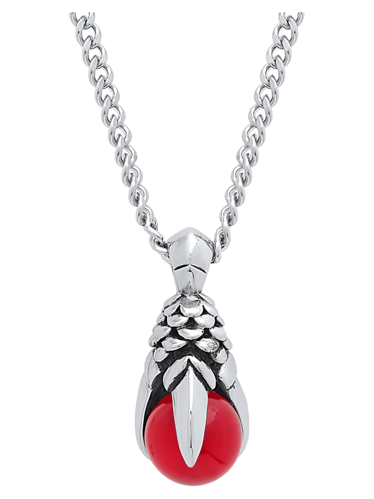 Believe by Brilliance Men's Stainless Steel Gothic Red Crystal Claw Pendant Necklace