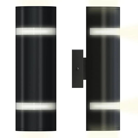 Artika Black Modern Outdoor Hardwired Garage and Porch Light Cylinder Sconce