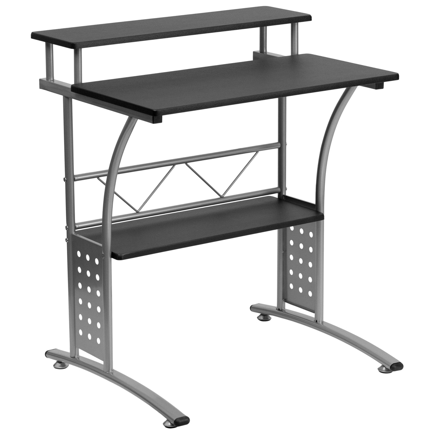 Flash Furniture Clifton Modern Office Computer Desk with Top and Bottom Storage Shelves, Small Computer Desk for Home Office, 28"W, Black