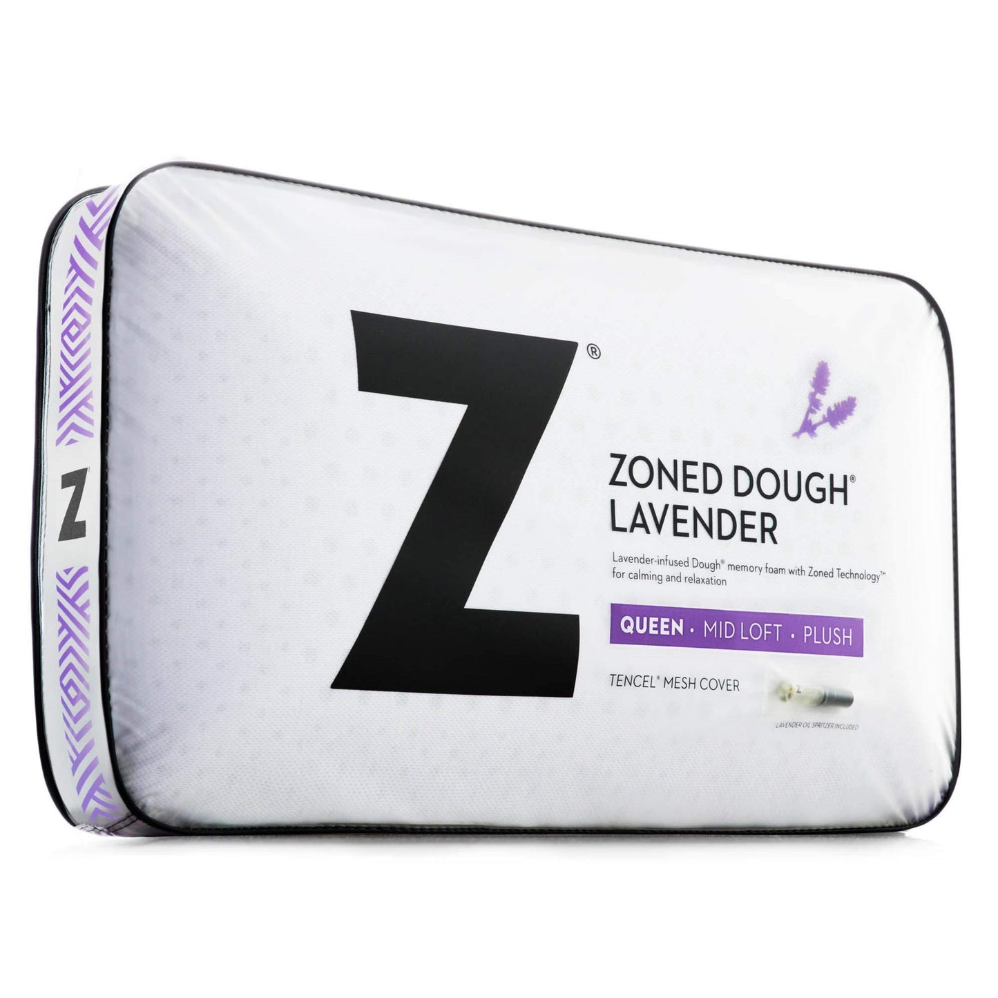 MALOUF Zoned Dough Memory Foam Infused with Real Lavender-Natural Oil Aromatherapy Pillow Spray Included, King