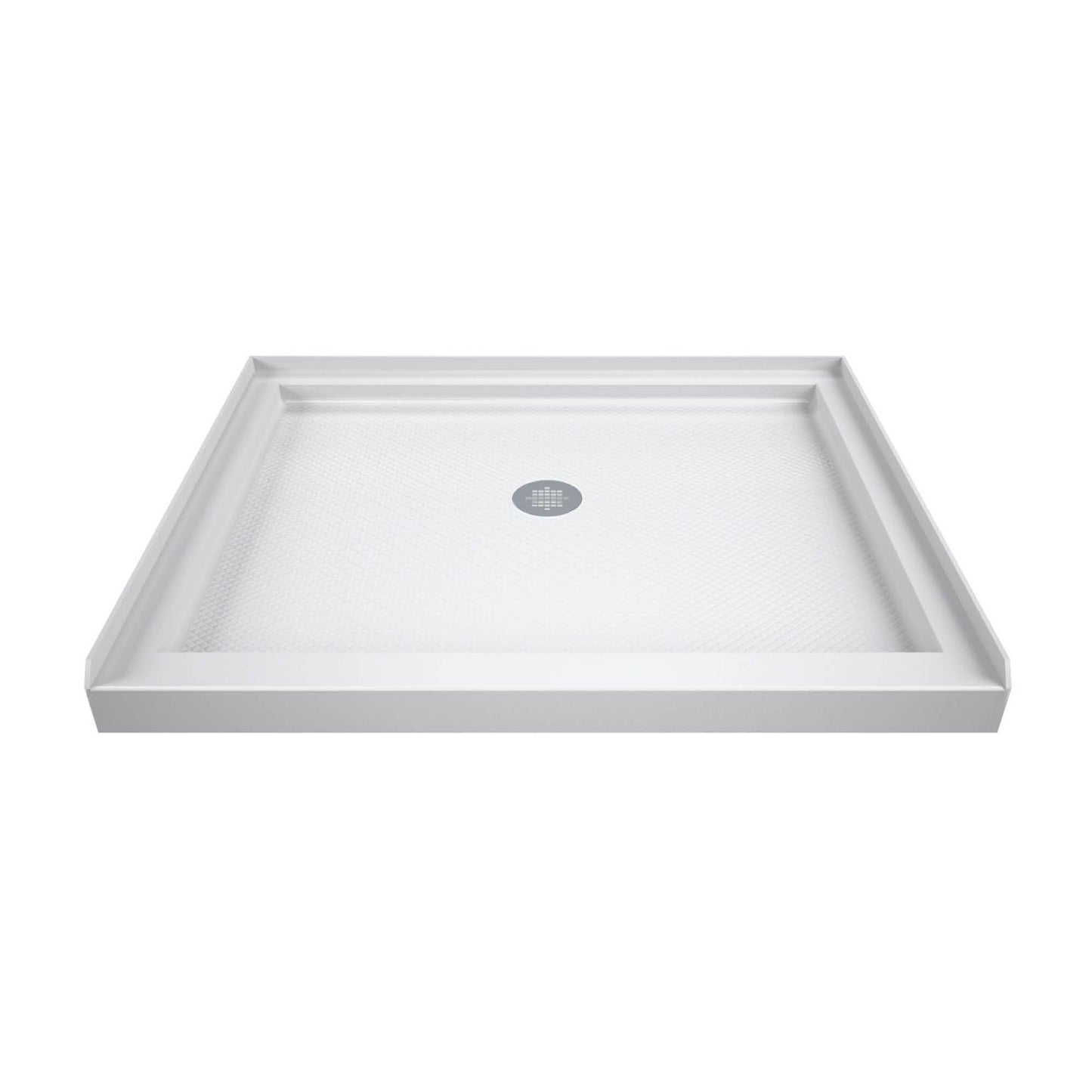 DreamLine SlimLine 42 in. D x 42 in. W x 2 3/4 in. H Center Drain Single Threshold Shower Base in White, DLT-1142420