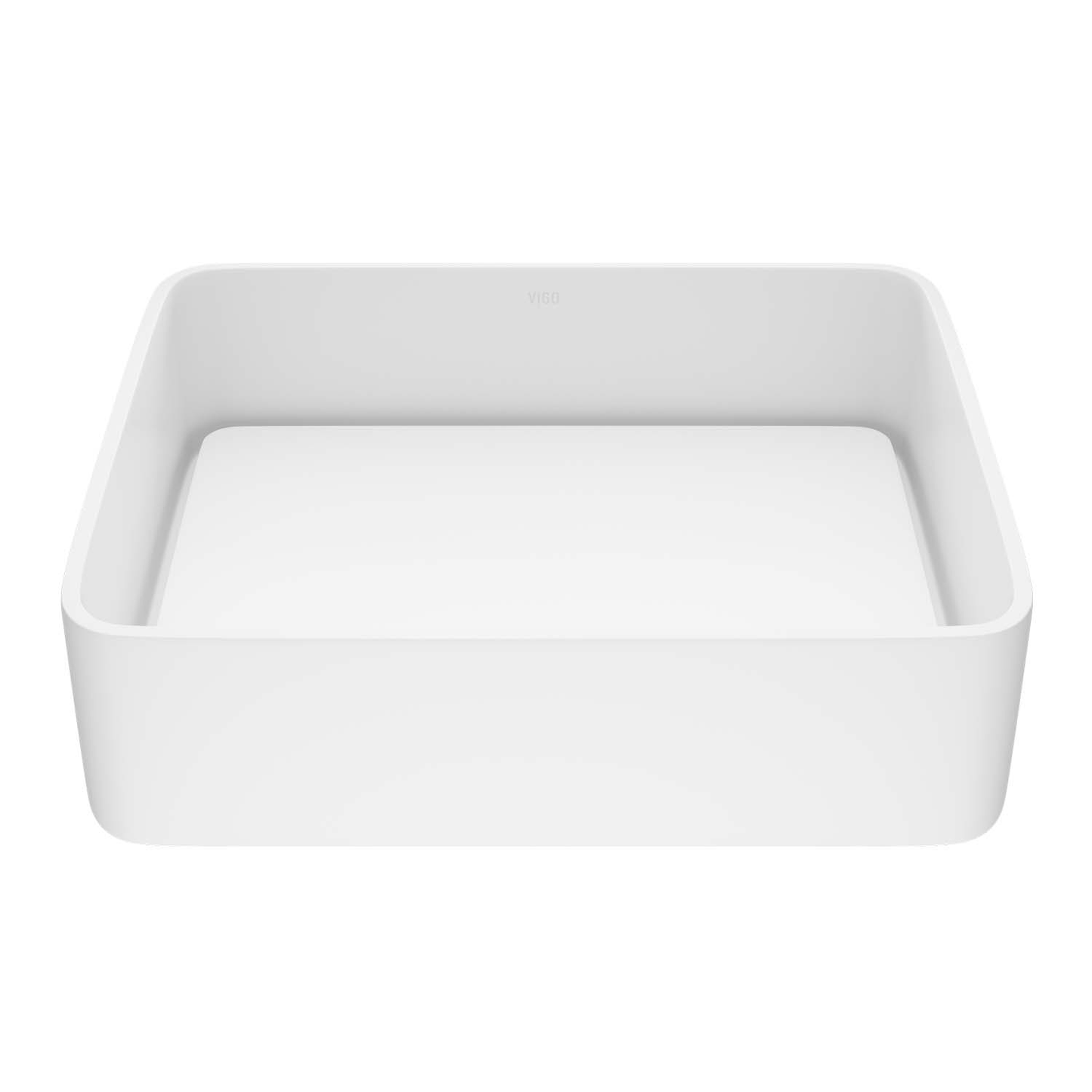 VIGO Jasmine Modern White Matte Stone 18 in. L x 15 in. W x 5 in. H Rectangular Vessel Bathroom Sink